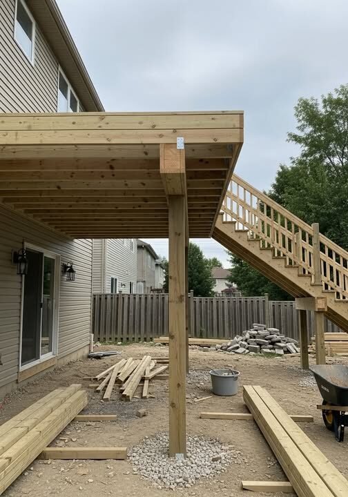 Custom deck built by JM All-Pro Services in Worcester County, Massachusetts