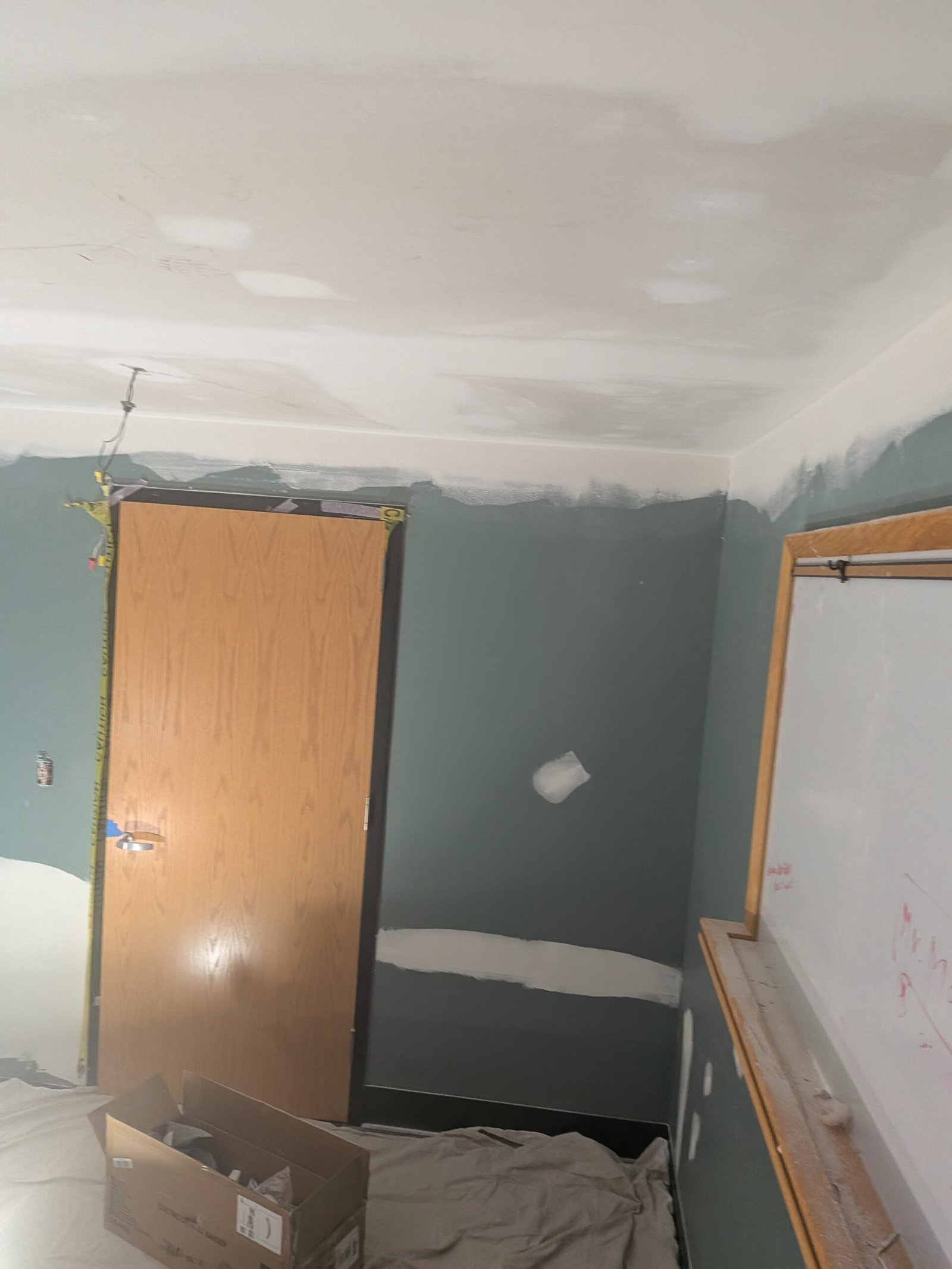 New 5/8 inch ceiling drywall taped and coated with joint compound, commercial repair Massachusetts