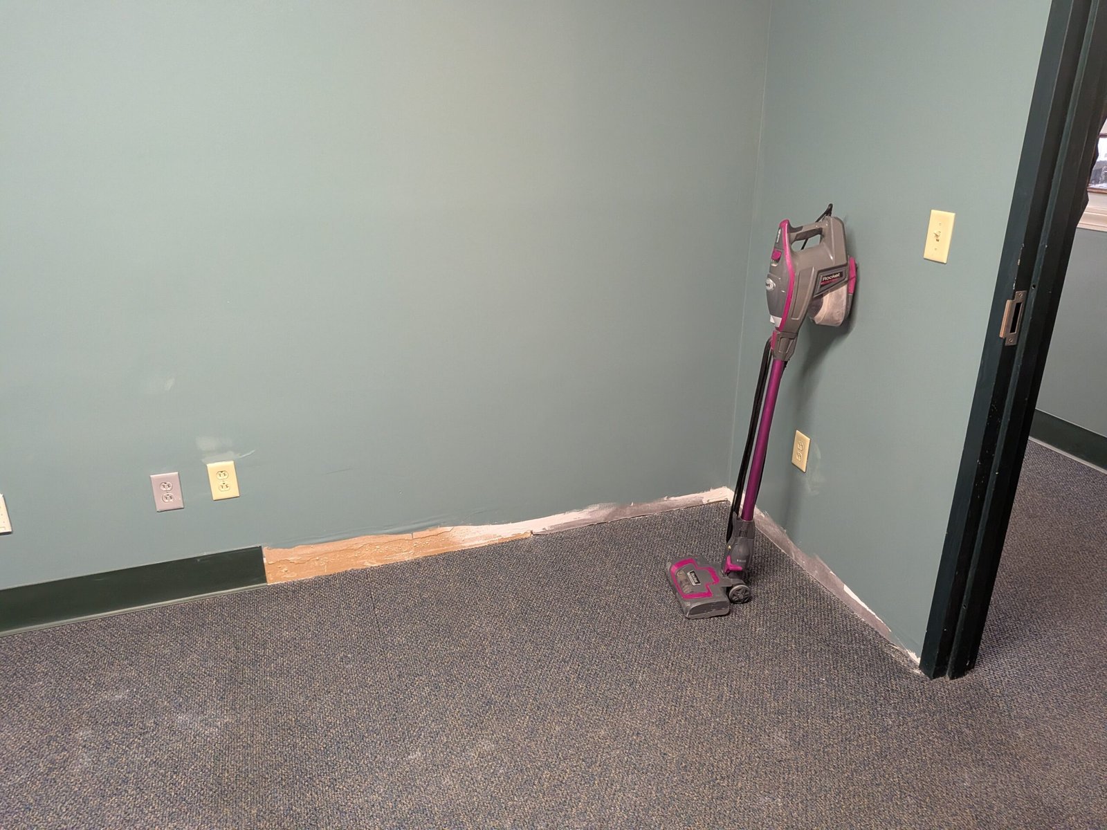 Office cleaned and ready for use after drywall and insulation repair, Central MA